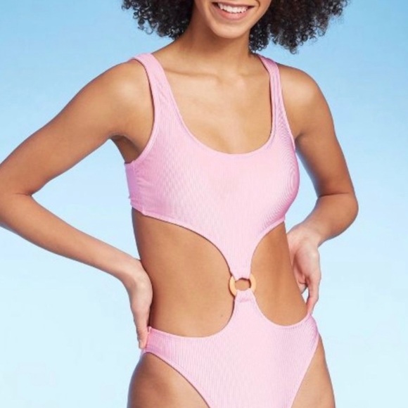 Xhilaration Other - 🐣 pink ribbed one piece swimsuit size medium NWT
